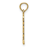 14k Yellow Gold Lighthouse Pendant with Textured Wave Design, Nautical Coastal Style