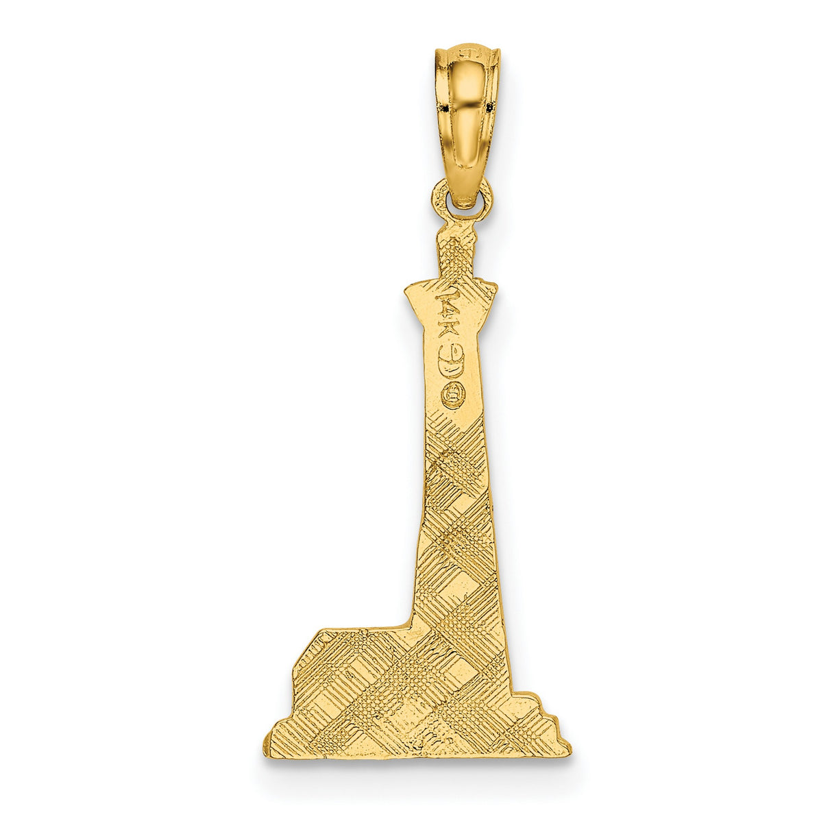 14k Yellow Gold Lighthouse Pendant with Cottage Detail, Nautical Charm, Maritime Theme
