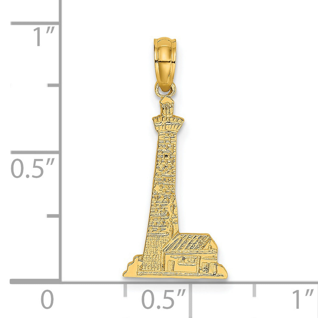 14k Yellow Gold Lighthouse Pendant with Cottage Detail, Nautical Charm, Maritime Theme