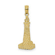 14k Yellow Gold Lighthouse Pendant with Brick Tower Design, Nautical Jewelry for Women or Unisex