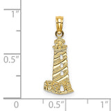 14k Yellow Gold Lighthouse Pendant, Nautical Architecture Design, Maritime Symbol Charm