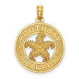 14k Yellow Gold Pendant, Nautical Starfish, Boothbay Harbor Engraving, Coastal Theme