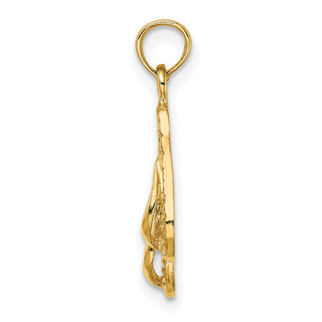 14k Yellow Gold Flip-Flop Pendant Charm with Detailed Sandal Design, Beachwear Summer Style