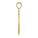 14k Yellow Gold Puerto Rico Palm Pendant with Circular Frame, Caribbean Travel Charm