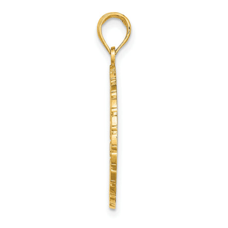14k Yellow Gold Puerto Rico Palm Pendant with Circular Frame, Caribbean Travel Charm