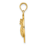 14k Yellow Gold Pineapple Pendant with Textured Circle, Southern Hospitality Travel Charm