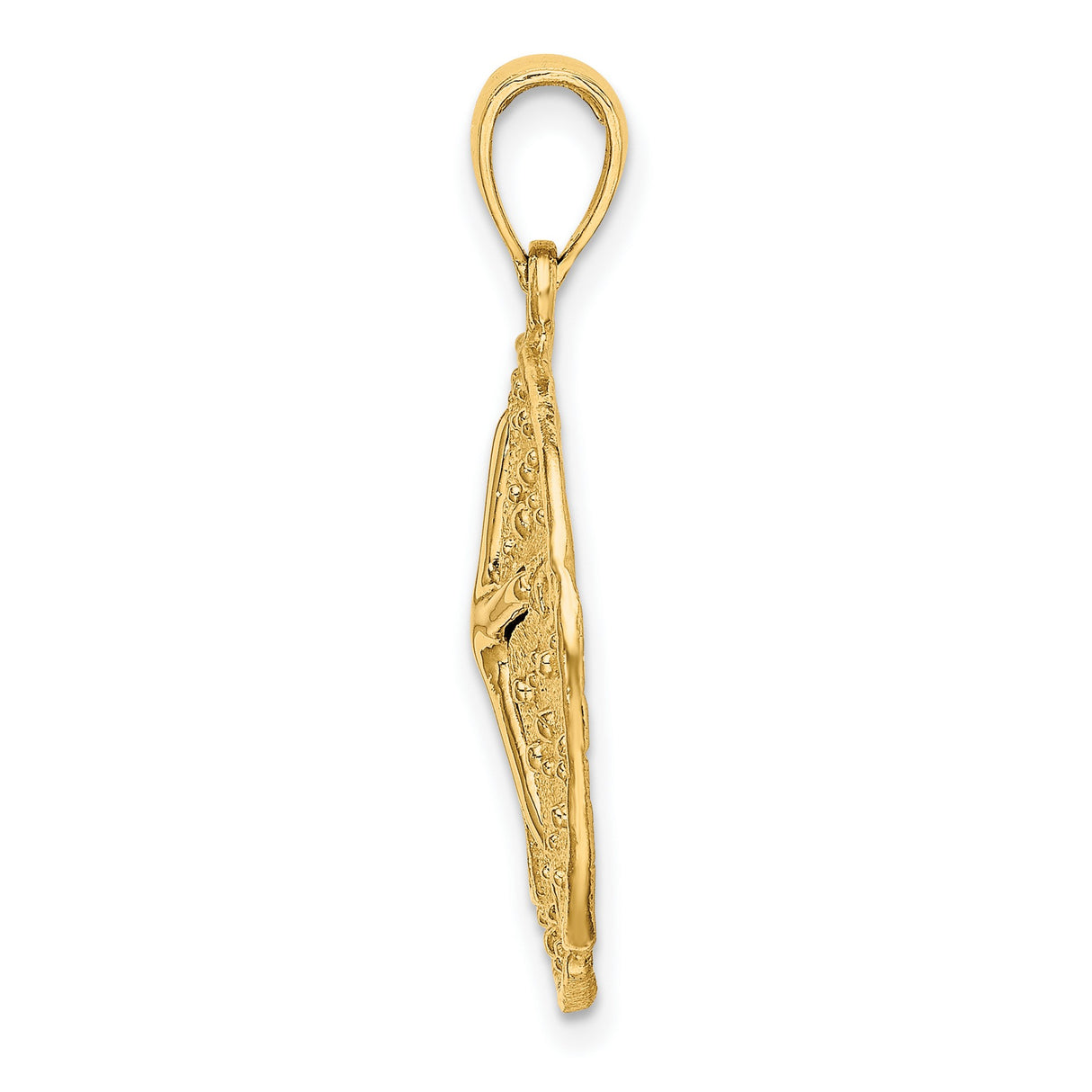 14k Yellow Gold Sand Dollar Pendant with Starfish Design, Nautical Ocean Charm