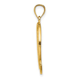 14k Yellow Gold Pendant with Jumping Dolphin, Palm Tree and Sun, Tropical Beach Scene Charm