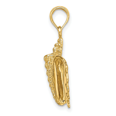 14k Yellow Gold Conch Shell Pendant, Nautical Ocean-Inspired Coastal Charm for Women