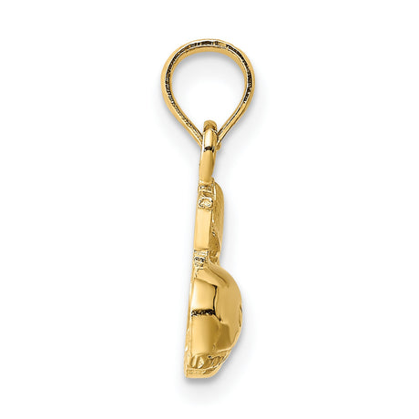 14k Yellow Gold Whale Pendant with Heart Detail and Nautical I Love Engraving