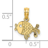 14k Yellow Gold Fish Pendant, Detailed Ocean-Inspired Religious Charm for Women or Unisex Wear