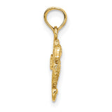 Open-Back Mini Seahorse Charm Pendant in Real 14k Yellow Gold