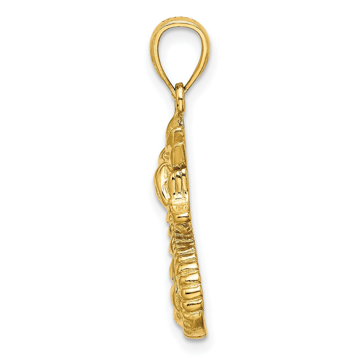 14k Yellow Gold Seahorse Pendant with Detailed Ocean Motif, Nautical Sea Animal Design