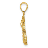 14k Yellow Gold Seahorse Pendant with Detailed Ocean Motif, Nautical Sea Animal Design