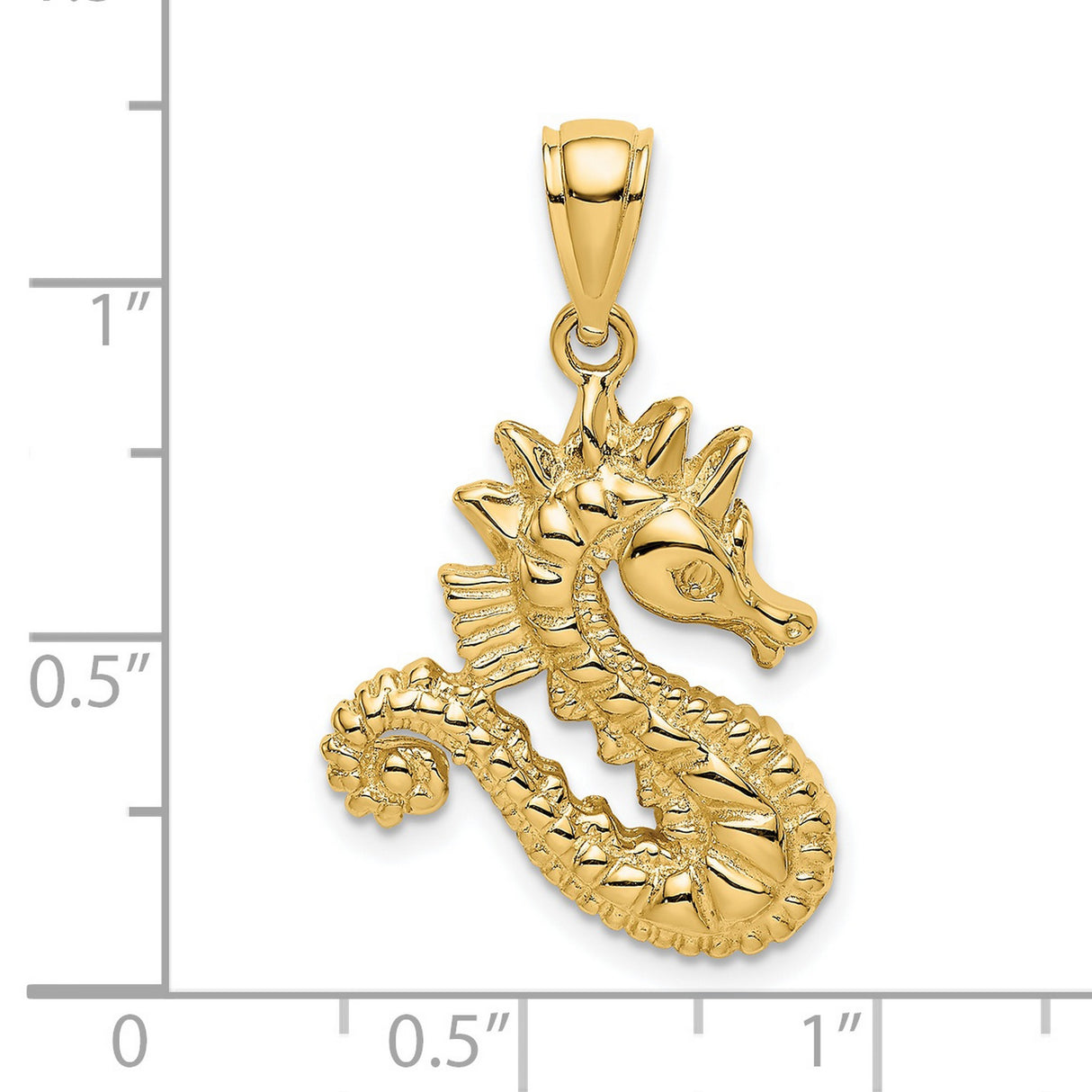 14k Yellow Gold Seahorse Pendant with Detailed Ocean Motif, Nautical Sea Animal Design