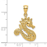 14k Yellow Gold Seahorse Pendant with Detailed Ocean Motif, Nautical Sea Animal Design