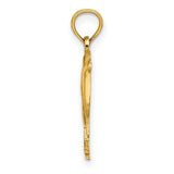 14k Yellow Gold Dolphin Circle Pendant, Nautical Charm with Two Dolphins, Unisex Coastal Jewelry