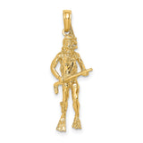 14k Yellow Gold Scuba Diver Pendant with Speargun, Nautical Theme Charm for Men or Unisex