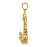 14k Yellow Gold Lighthouse Pendant with Rocky Waves, Nautical Maritime Design