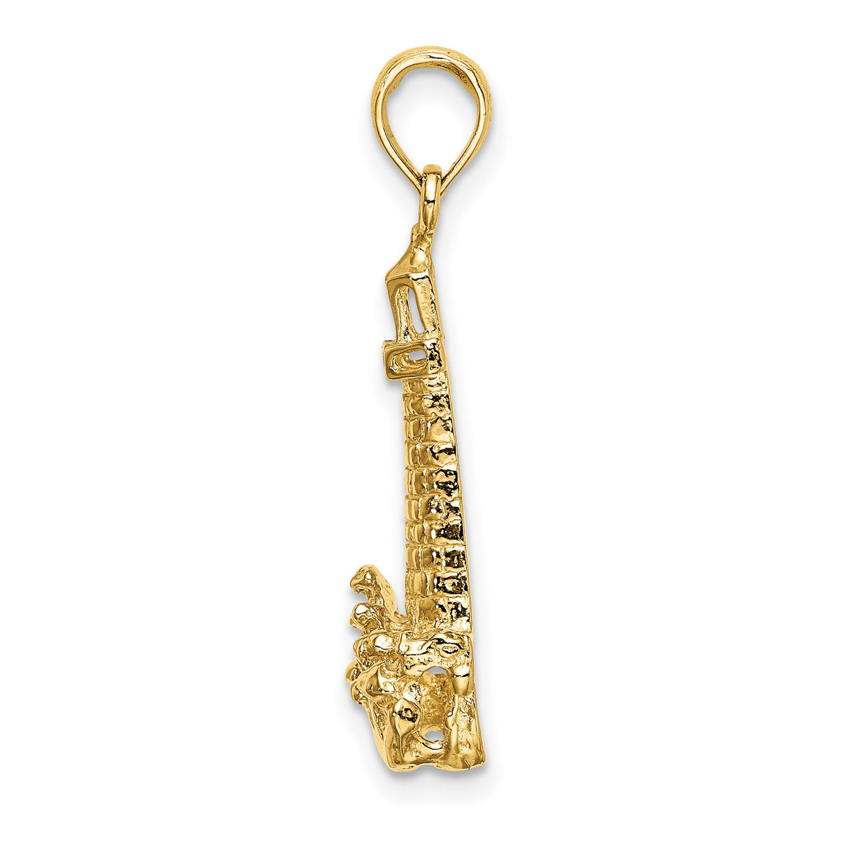 14k Yellow Gold Lighthouse Pendant with Ocean Wave Detailing, Nautical Style