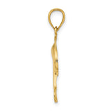 14k Yellow Gold Dolphin Pendant, Polished Jumping Dolphin Ocean-Themed Charm for Women