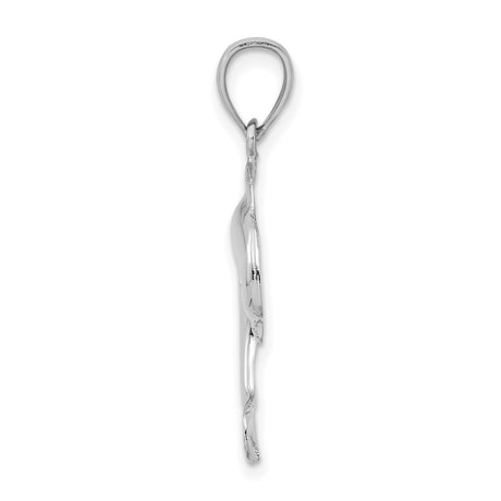 14k White Gold Dolphin Pendant, Sleek Curved Marine-Inspired Design for Women or Unisex Wear