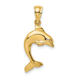 14k Yellow Gold Dolphin Pendant with Polished Ocean-Inspired Design for Women