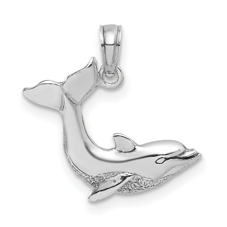 14k White Gold Dolphin Pendant with Leaping Dolphin Design, Ocean-Themed Animal Jewelry for Women