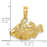 14k Yellow Gold Fish Pendant with Detailed Texture, Nautical and Religious Theme