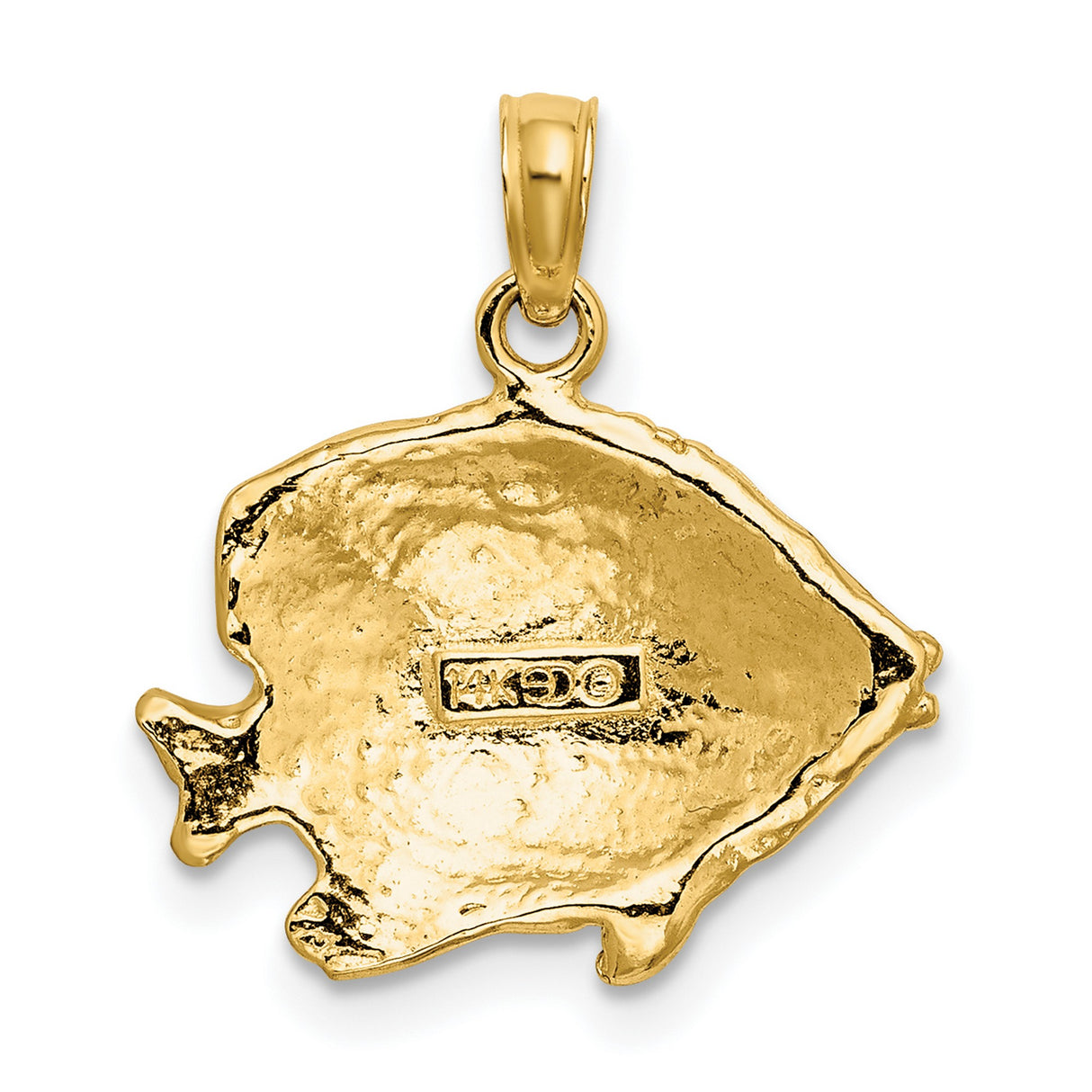 14k Yellow Gold Tropical Fish Pendant, Textured Ocean Charm, Nautical Marine Life Jewelry