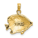 14k Yellow Gold Tropical Fish Pendant, Textured Ocean Charm, Nautical Marine Life Jewelry
