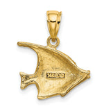 14k Yellow Gold Tropical Fish Pendant, Textured Nautical Ocean Life Charm