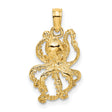 14k Yellow Gold Octopus Pendant, Detailed Nautical Marine Life Charm