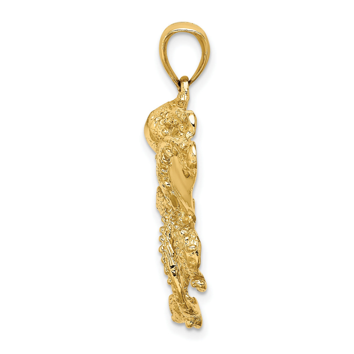 14k Yellow Gold Octopus Pendant, Detailed Marine Design, Nautical Theme Jewelry