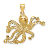 14k Yellow Gold Octopus Pendant, Detailed Marine Design, Nautical Theme Jewelry