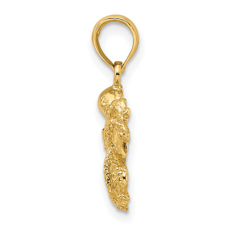 14k Yellow Gold Octopus Pendant with Textured Tentacles and Nautical Sea Life Theme