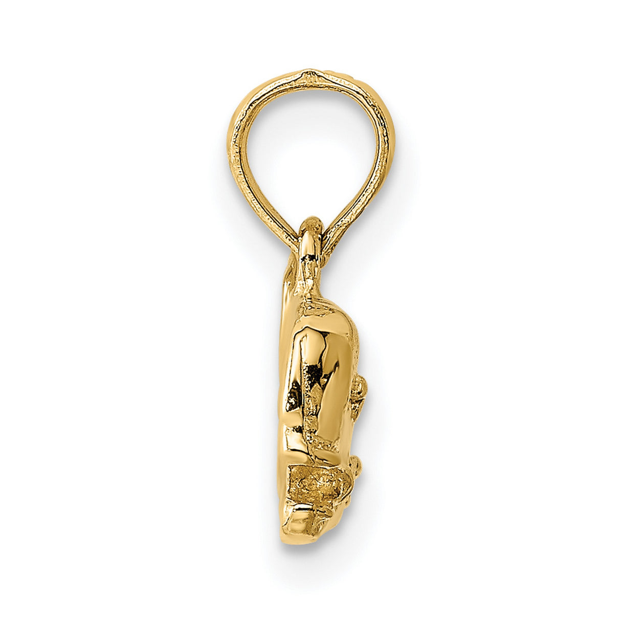 14k Yellow Gold Sperm Whale Pendant, Textured Nautical Animal Charm for Women or Unisex Wear