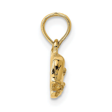 14k Yellow Gold Sperm Whale Pendant, Textured Nautical Animal Charm for Women or Unisex Wear