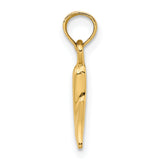 14k Yellow Gold Whale Tail Pendant, Polished Nautical Ocean Theme, Unisex Jewelry