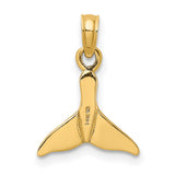 14k Yellow Gold Whale Tail Pendant, Polished Nautical Ocean Theme, Unisex Jewelry