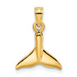 14k Yellow Gold Whale Tail Pendant, Polished Nautical Ocean Theme, Unisex Jewelry