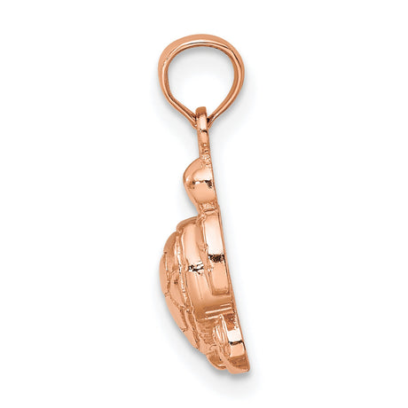 14k Rose Gold Sea Turtle Pendant, Marine Life Charm Jewelry for Women