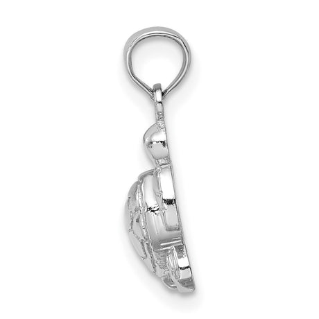 14k White Gold Sea Turtle Pendant, Nature Inspired Ocean Animal Charm, Symbol of Longevity