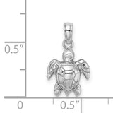 14k White Gold Sea Turtle Pendant, Nature Inspired Ocean Animal Charm, Symbol of Longevity