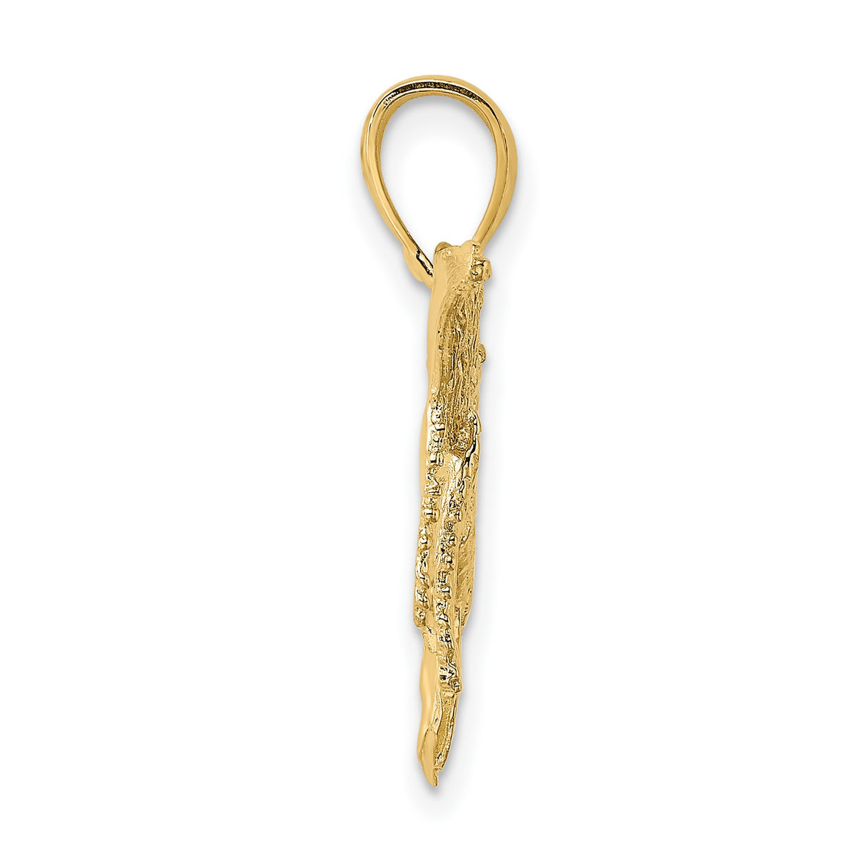 Textured Humpback Whale Charm Pendant in Real 14k Yellow Gold