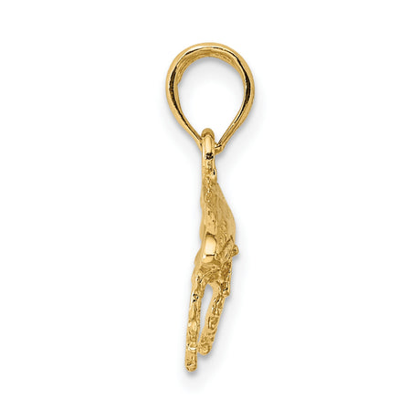 14k Yellow Gold Humpback Whale Pendant, Textured Ocean Charm, Nautical Jewelry for Women or Unisex