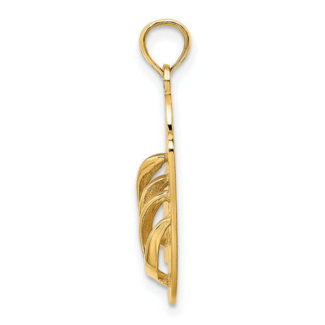 14k Yellow Gold Flip Flop Pendant, Textured Sandal Design, Coastal Beach Style Charm