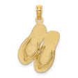 14k Yellow Gold Flip Flop Pendant, Textured Sandal Design, Coastal Beach Style Charm