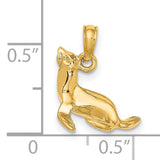14k Yellow Gold Sea Lion Pendant, Detailed Marine Animal Charm, Ocean Life Jewelry
