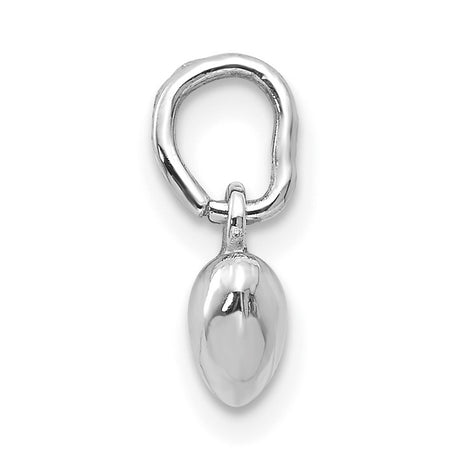 14k White Gold Heart Charm Pendant, Polished Puffed Minimalist Design for Women